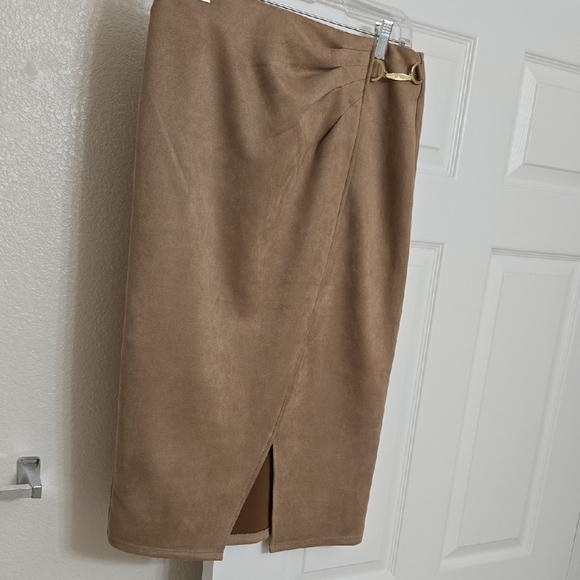 Marc Newyork Tan Pencil Midi Skirt for Work
